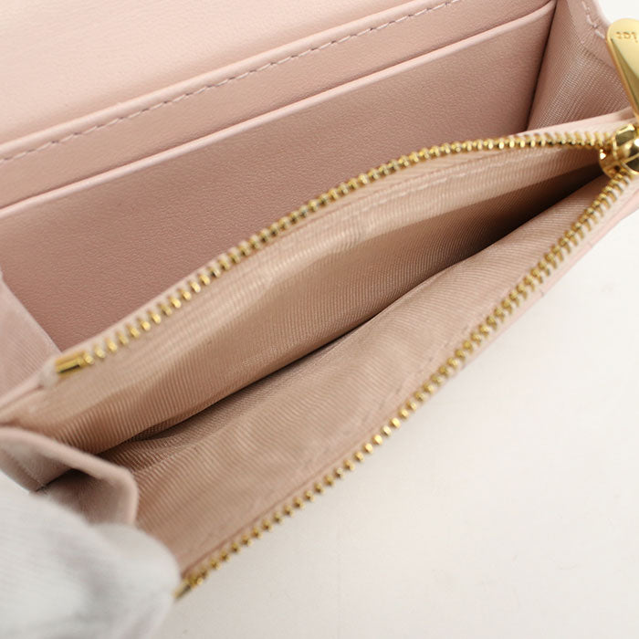 Dior ディオール ジョリー グリシン カナージュ ラムスキン 二つ折り財布 コンパクトウォレット - ピンク