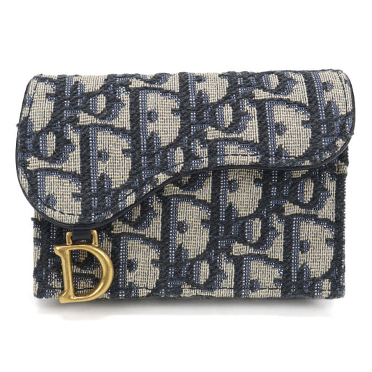 Dior サドル ブルーム ディオールオブリーク ジャカード カードケース - ネイビー