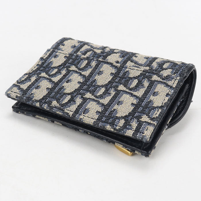 Dior サドル ブルーム ディオールオブリーク ジャカード カードケース - ネイビー