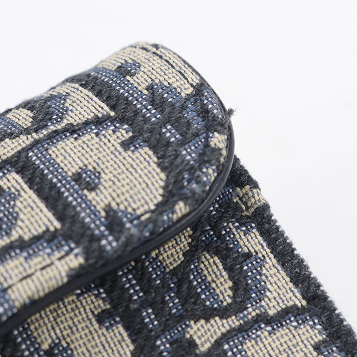 Dior サドル ブルーム ディオールオブリーク ジャカード カードケース - ネイビー