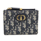 Dior 30 モンテーニュ ダリア ディオールオブリーク ジャガード 二つ折り財布 コンパクトウォレット - ネイビー