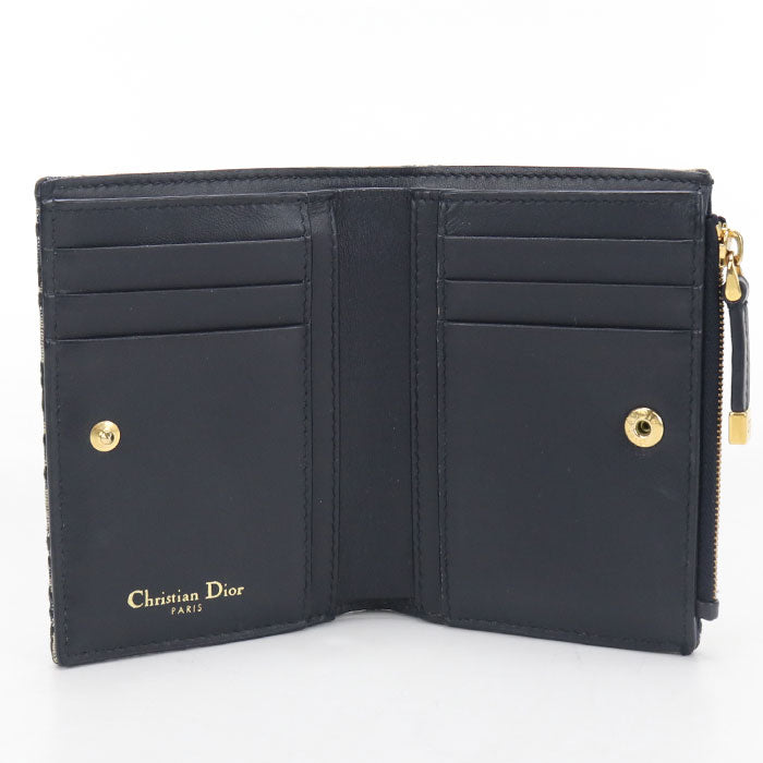 Dior 30 モンテーニュ ダリア ディオールオブリーク ジャガード 二つ折り財布 コンパクトウォレット - ネイビー