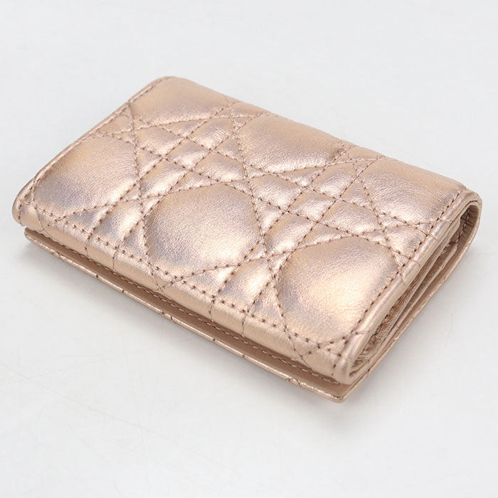 Dior ディオール カロ グリシン ラムスキン 二つ折り財布 コンパクトウォレット - ピンク