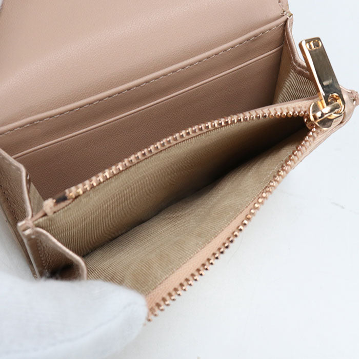 Dior ディオール カロ グリシン ラムスキン 二つ折り財布 コンパクトウォレット - ピンク