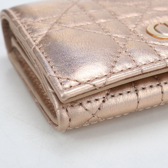 Dior ディオール カロ グリシン ラムスキン 二つ折り財布 コンパクトウォレット - ピンク