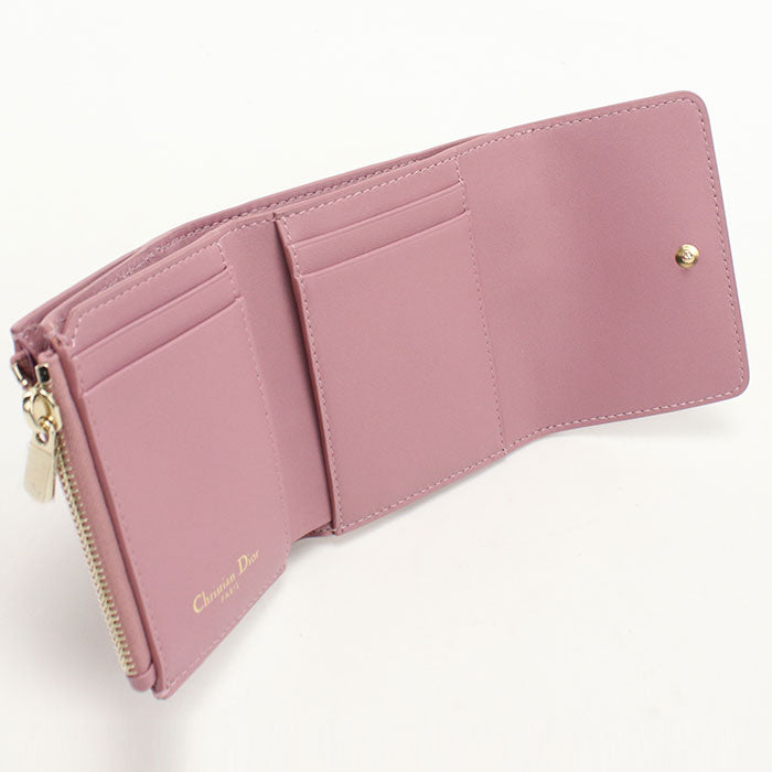 Dior 30 モンテーニュ ロータスウォレット カーフスキン 三つ折り財布 コンパクトウォレット - パープル