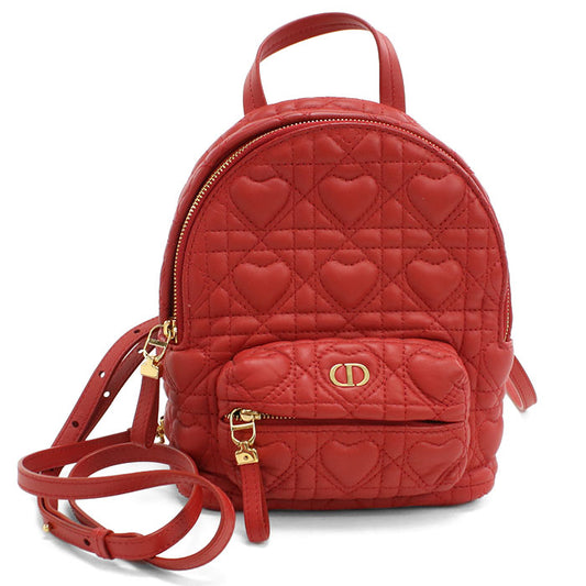 Dior Caro Lambskin Backpack - Red