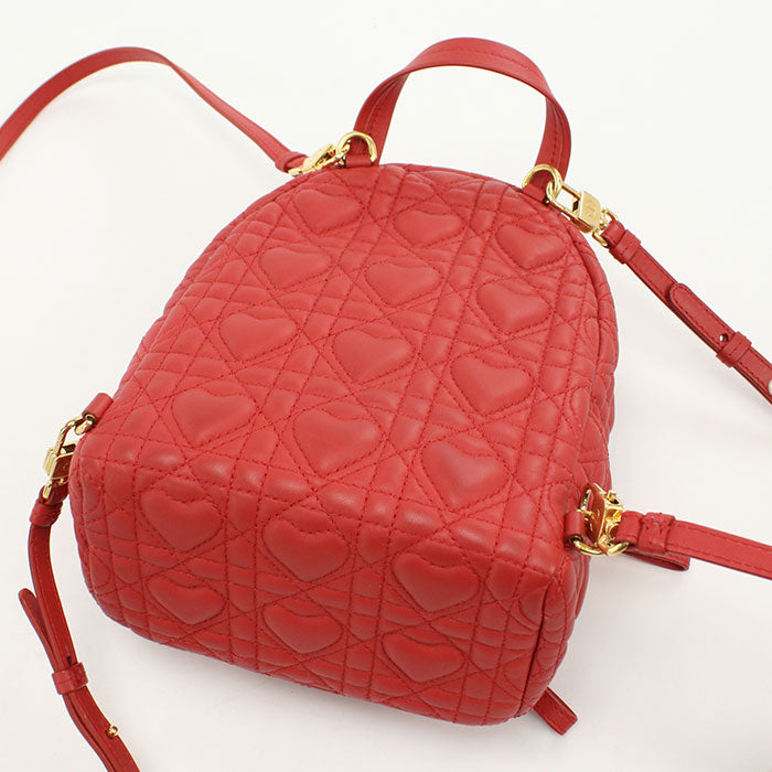 Dior Caro Lambskin Backpack - Red
