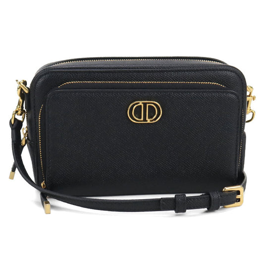 Dior Caro Double Pouch Calfskin Shoulder Bag - Black