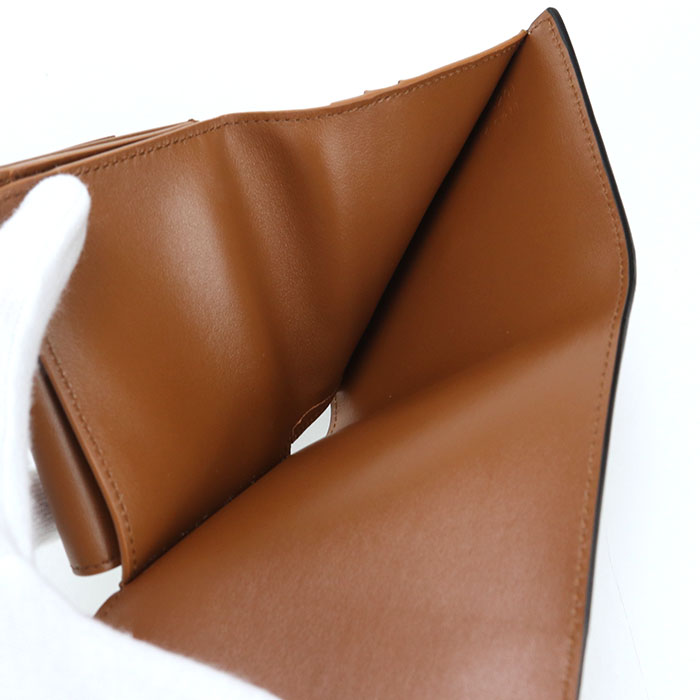 CELINE Triomphe Small Flap Lambskin Tri-Fold Compact Wallet - Brown