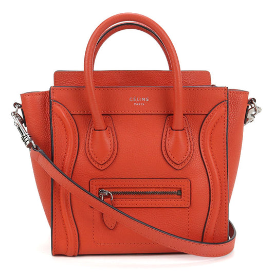 CELINE ラゲージ ナノ カーフ ハンドバッグ ショルダーバッグ - レッド
