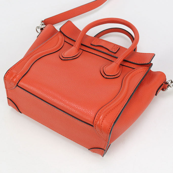 CELINE ラゲージ ナノ カーフ ハンドバッグ ショルダーバッグ - レッド