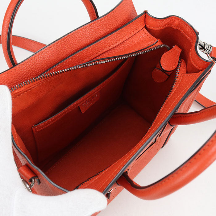 CELINE ラゲージ ナノ カーフ ハンドバッグ ショルダーバッグ - レッド