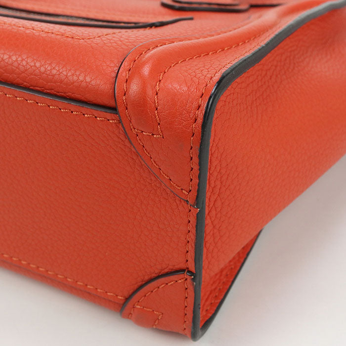 CELINE ラゲージ ナノ カーフ ハンドバッグ ショルダーバッグ - レッド