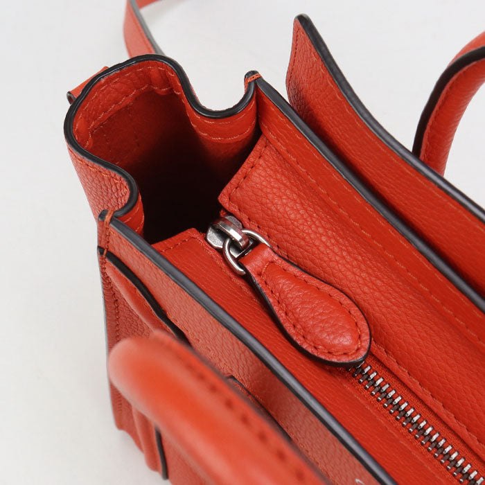 CELINE ラゲージ ナノ カーフ ハンドバッグ ショルダーバッグ - レッド