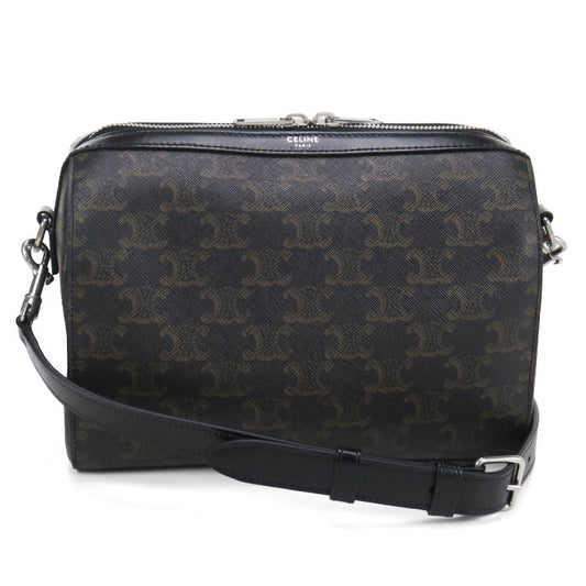 CELINE トリオンフ キャンバス ミニボストン PVC ショルダーバッグ - ブラック