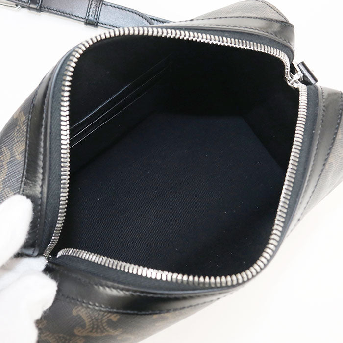 CELINE Triomphe Canvas Mini Boston PVC Shoulder Bag - Black