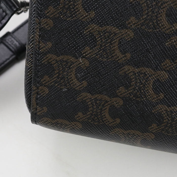 CELINE Triomphe Canvas Mini Boston PVC Shoulder Bag - Black