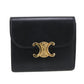 CELINE Triomphe Calfskin Tri-fold Compact Wallet - Black
