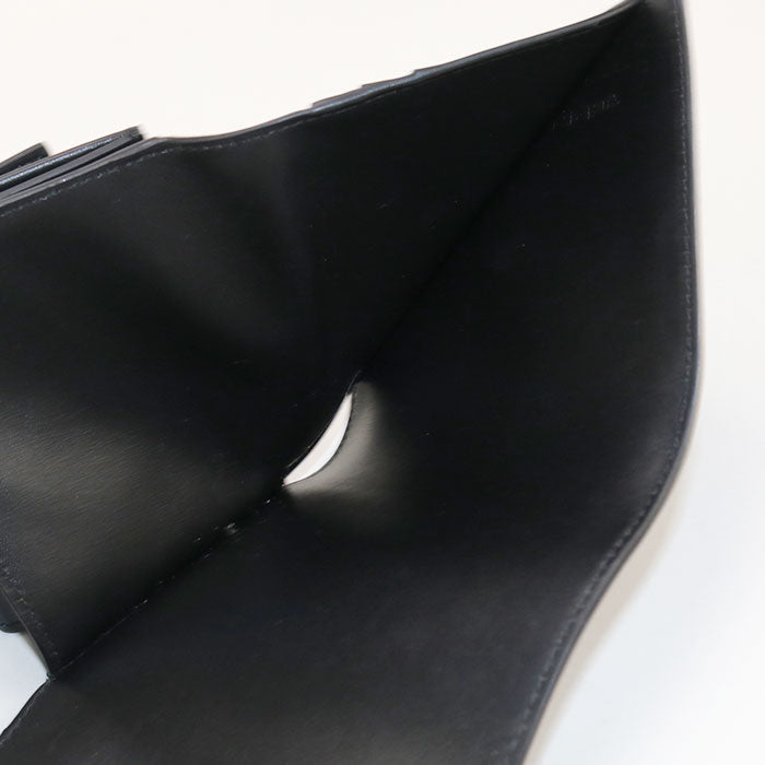 CELINE Triomphe Calfskin Tri-fold Compact Wallet - Black