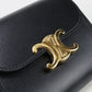 CELINE Triomphe Calfskin Tri-fold Compact Wallet - Black