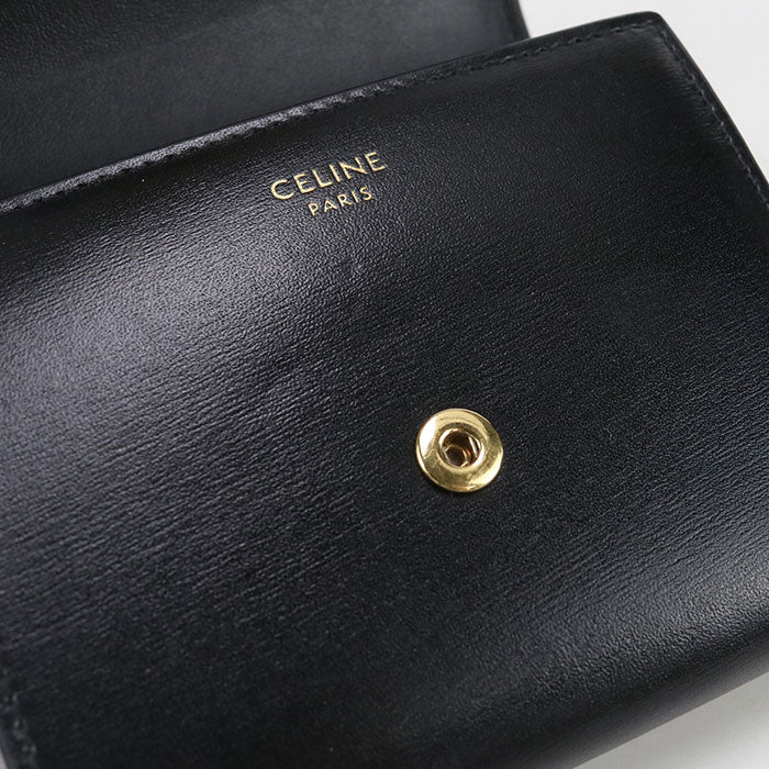 CELINE Triomphe Small Flap Wallet in Calfskin - Black