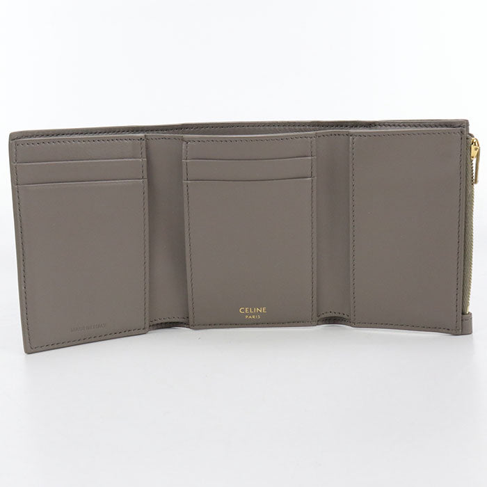 CELINE Fine Strap Wallet Calfskin Tri-fold Compact Wallet - Gray