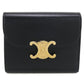 CELINE Triomphe Calfskin Tri-fold Compact Wallet - Black