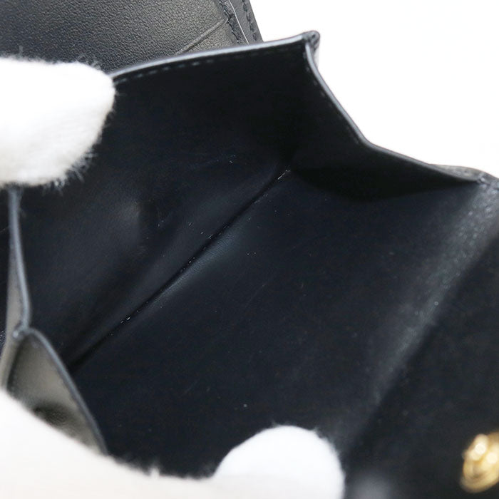 CELINE Triomphe Calfskin Tri-fold Compact Wallet - Black