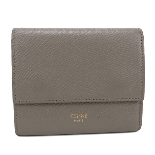 CELINE Calfskin Tri-fold Compact Wallet - Grey