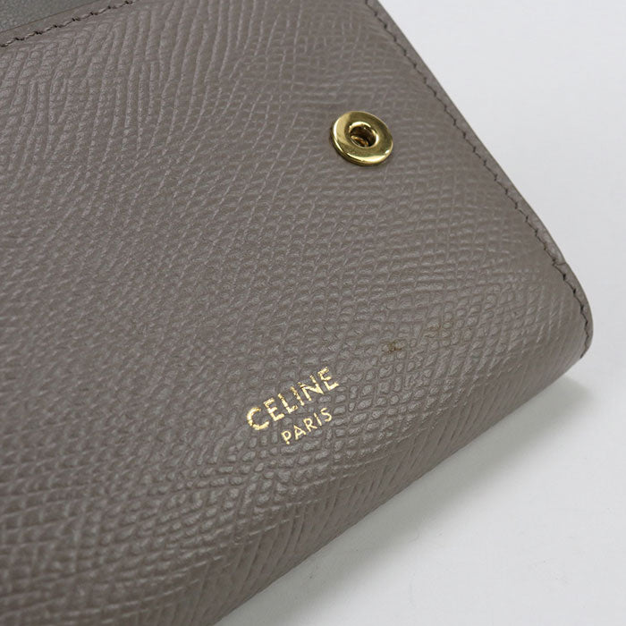 CELINE Calfskin Tri-fold Compact Wallet - Grey