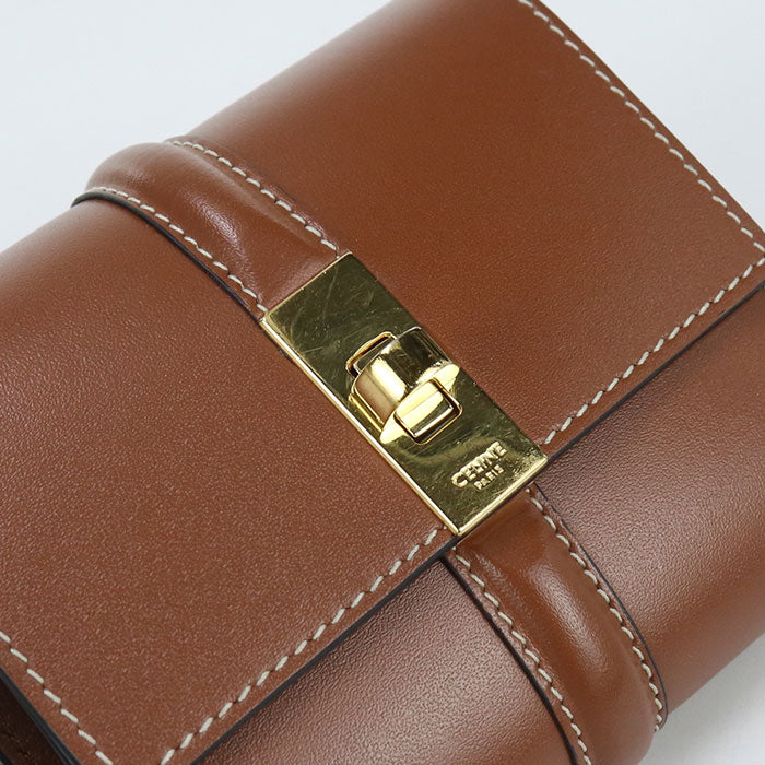 CELINE 16 Seize Calfskin Tri-fold Compact Wallet - Brown