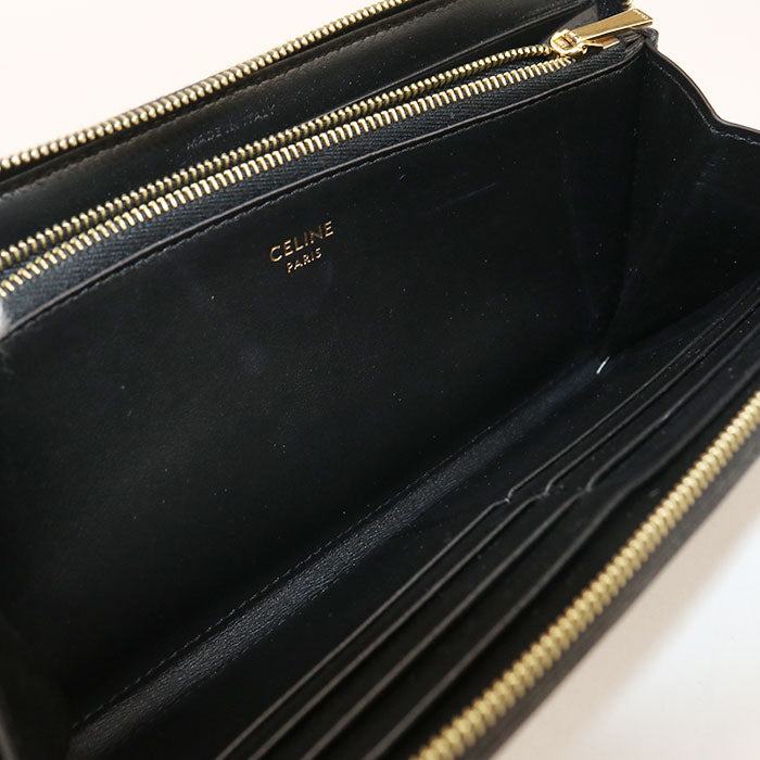 CELINE Large Zip Wallet in Triomphe Canvas - Black