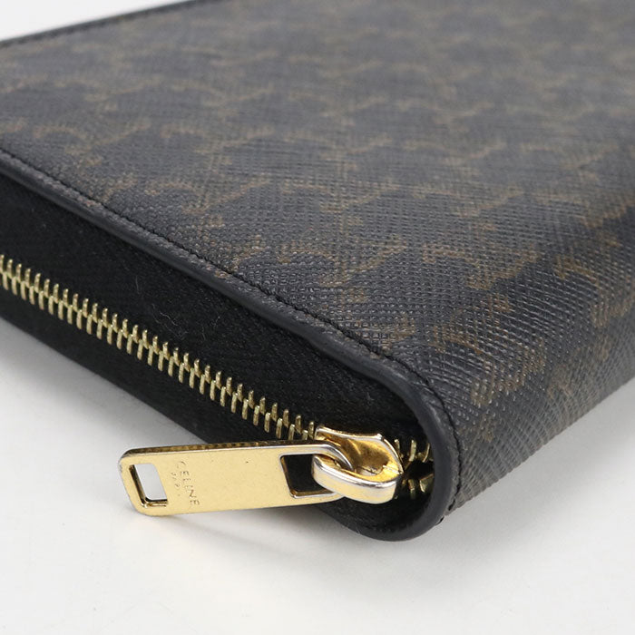 CELINE Large Zip Wallet in Triomphe Canvas - Black