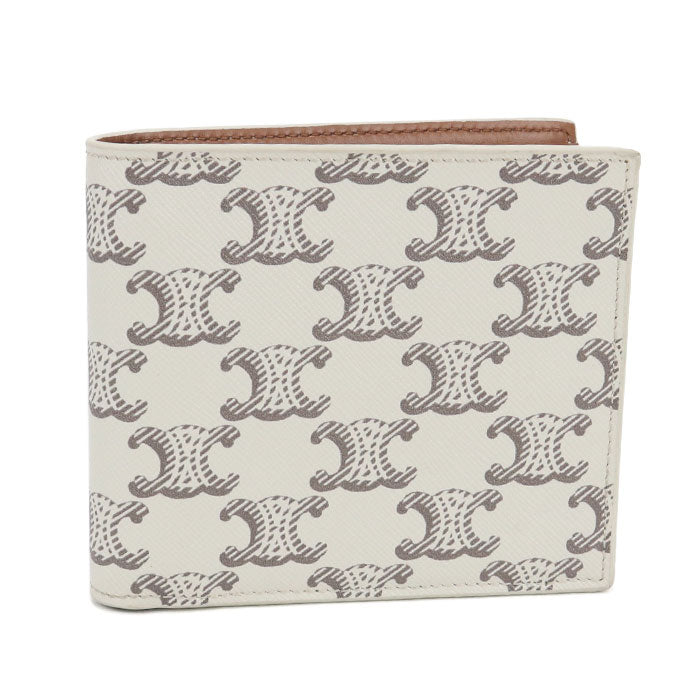CELINE Bifold Wallet in Triomphe Canvas and PVC - White
