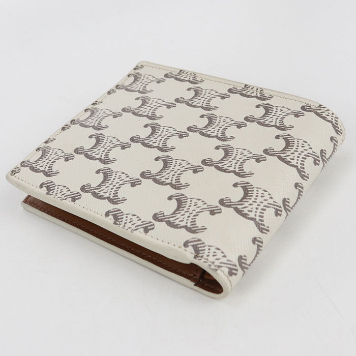 CELINE Bifold Wallet in Triomphe Canvas and PVC - White
