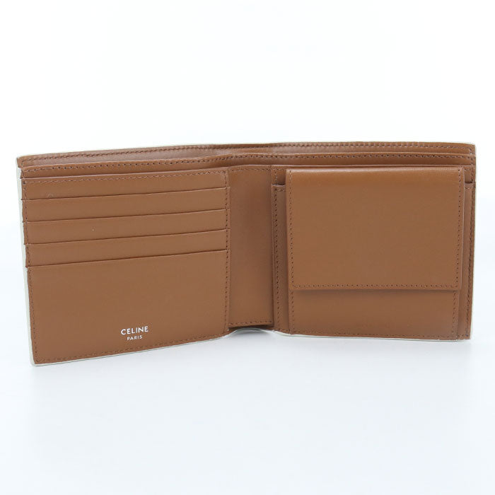 CELINE Bifold Wallet in Triomphe Canvas and PVC - White