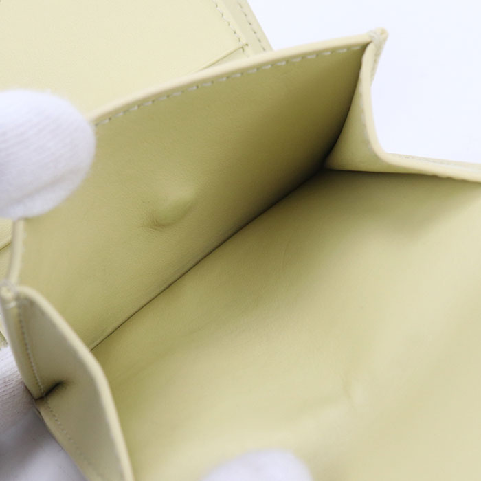 CELINE Small Flap Wallet Triomphe Calfskin Tri-fold Compact Wallet - Yellow