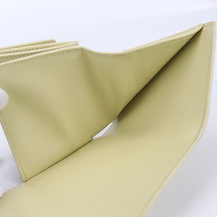 CELINE Small Flap Wallet Triomphe Calfskin Tri-fold Compact Wallet - Yellow