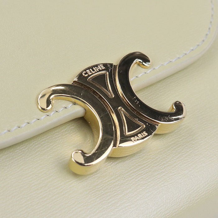 CELINE Small Flap Wallet Triomphe Calfskin Tri-fold Compact Wallet - Yellow