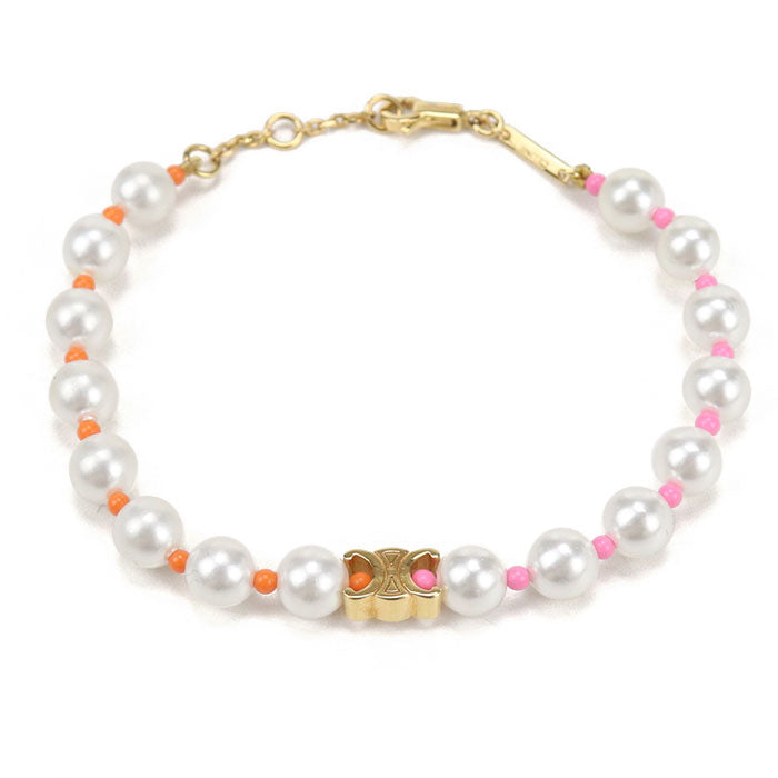 CELINE Triomphe Pearl Bracelet - Brass