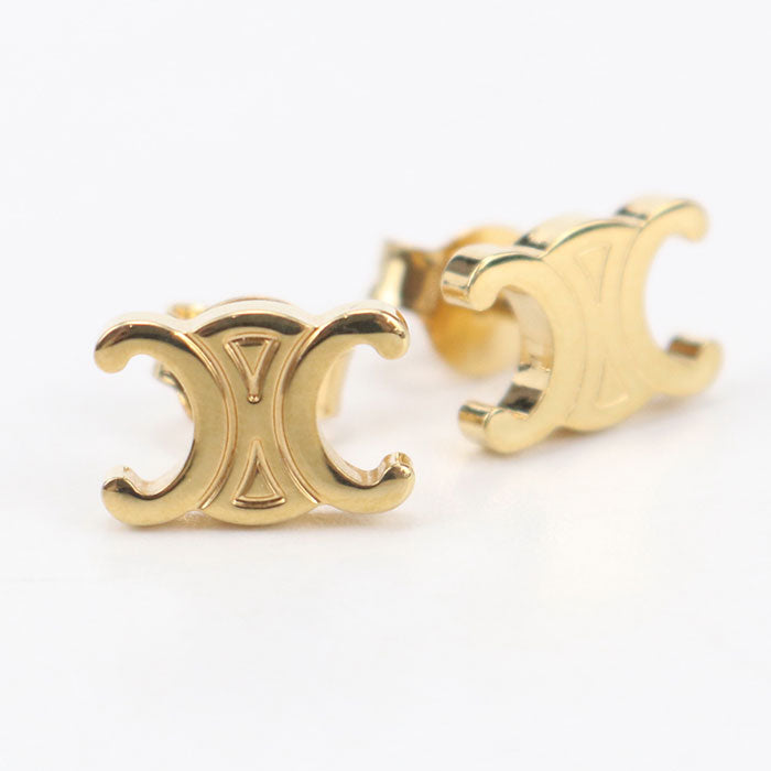 CELINE Triomphe Stud Earrings - Brass