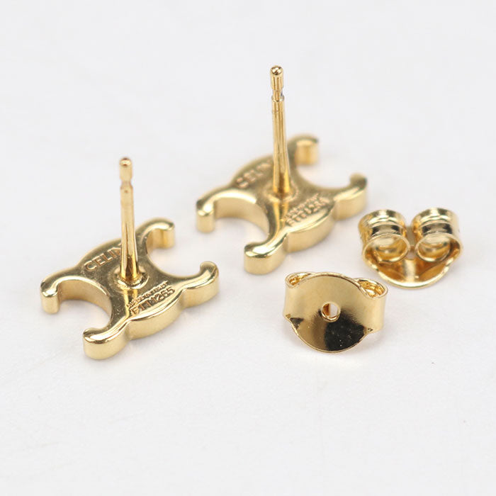 CELINE Triomphe Stud Earrings - Brass
