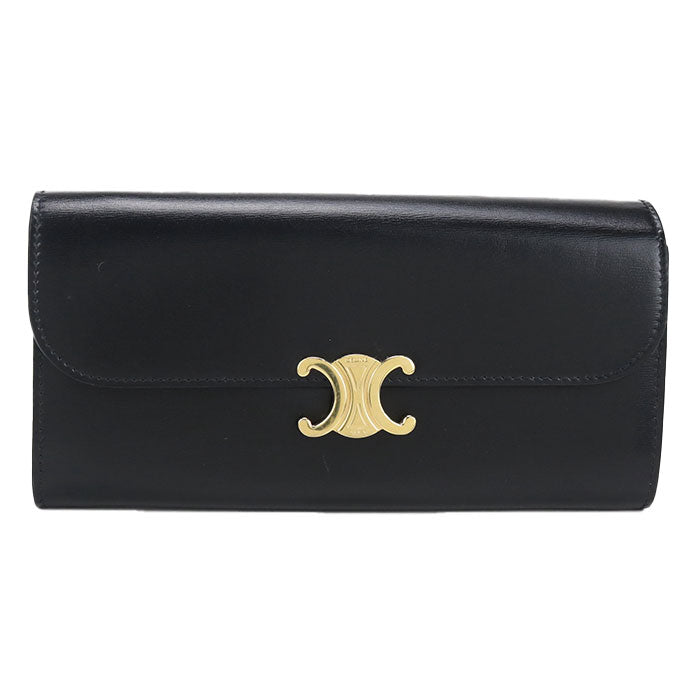 CELINE Triomphe Large Wallet in Calfskin - Black