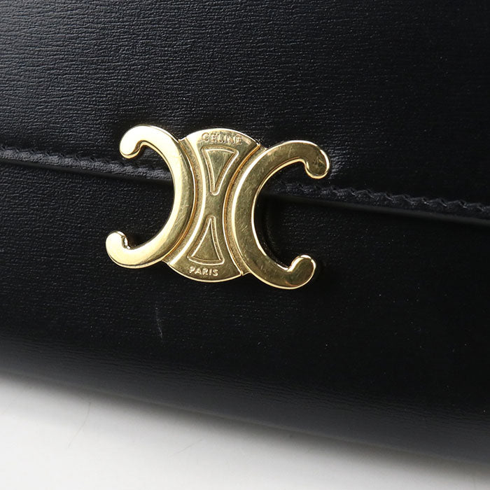 CELINE Triomphe Large Wallet in Calfskin - Black