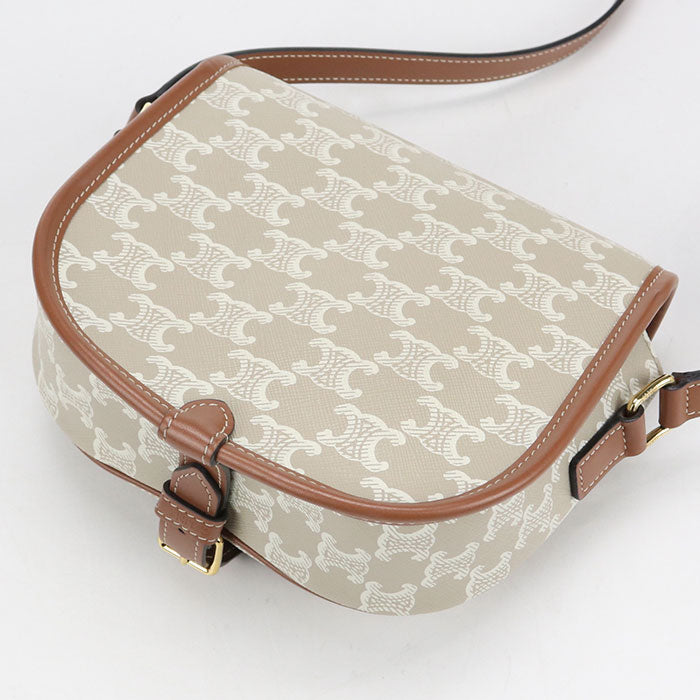 CELINE Medium Folco Bag in Triomphe Canvas Shoulder Bag - Beige