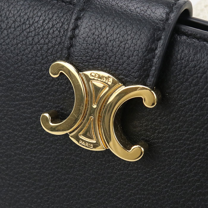CELINE Triomphe Medium Strap Wallet in Calfskin - Black