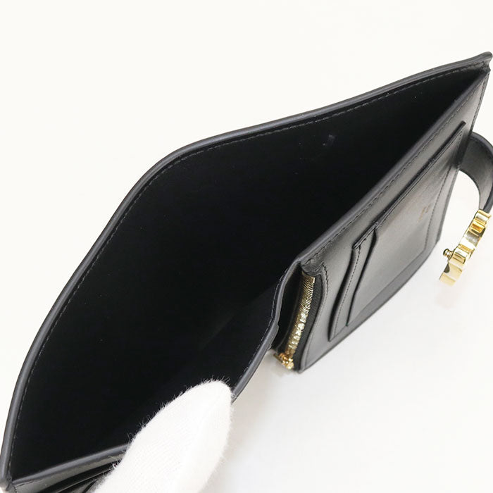 CELINE Triomphe Medium Strap Wallet in Calfskin - Black
