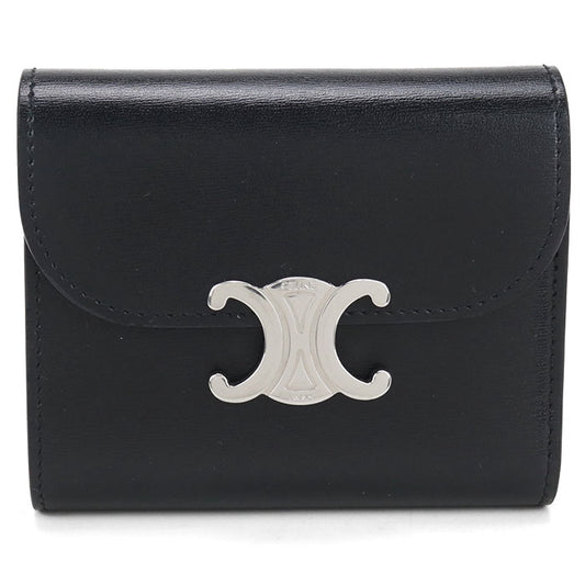 CELINE Triomphe Small Flap Wallet in Calfskin - Black