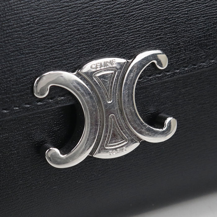 CELINE Triomphe Small Flap Wallet in Calfskin - Black